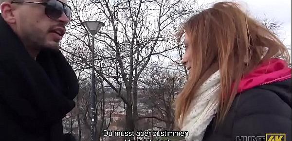HUNT4K. Bezaubernde Rothaarige mit tollen Brüsten ist glücklich zu ficken